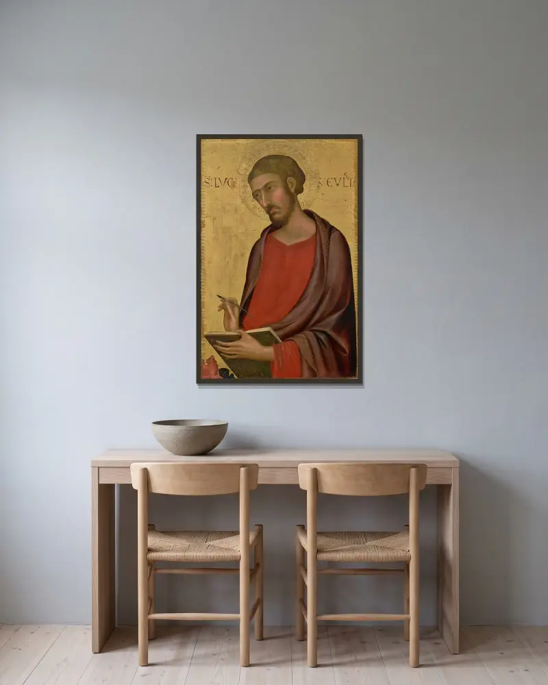 Saint Luke av Simone Martini inramad på en vägg
