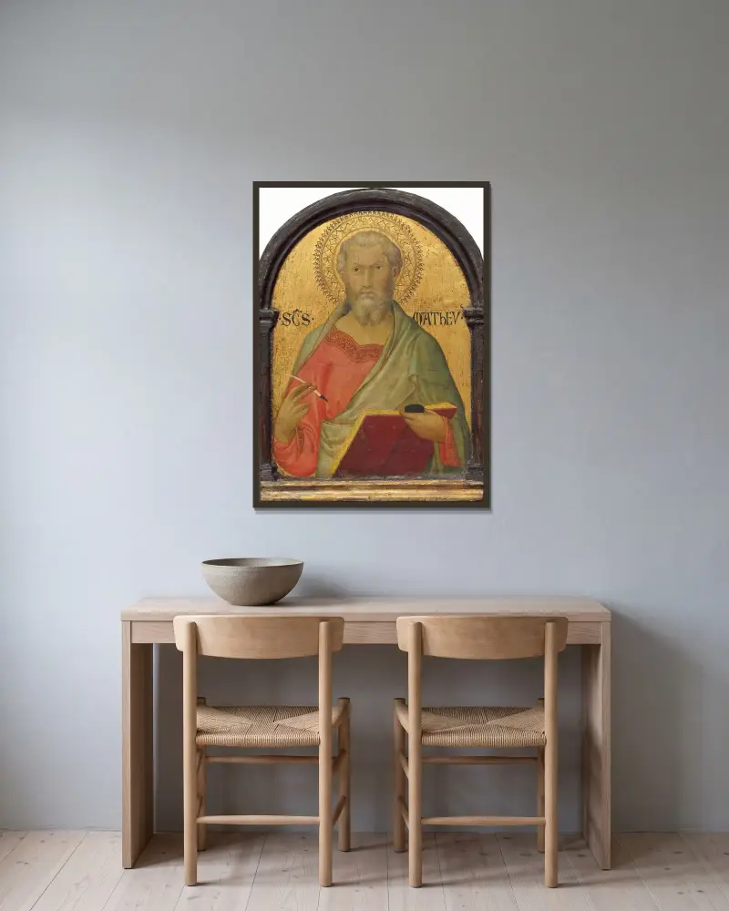 Saint Matthew av Simone Martini inramad på en vägg