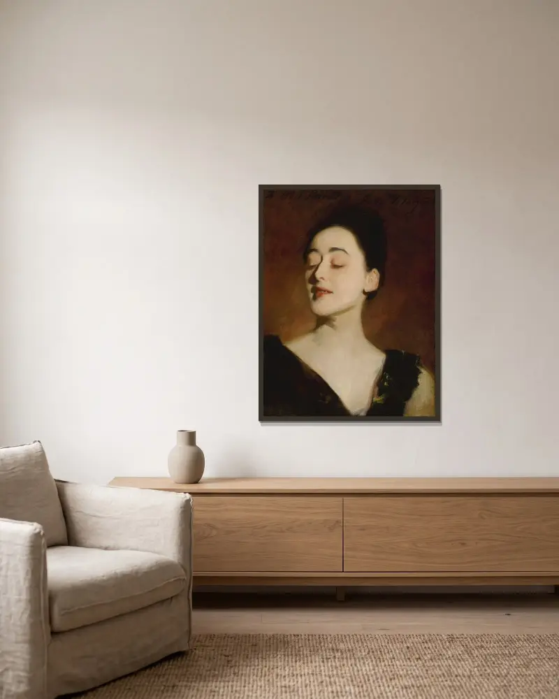 Flora Priestley (Studie při lampovém světle), John Singer Sargent v rámu na stěně