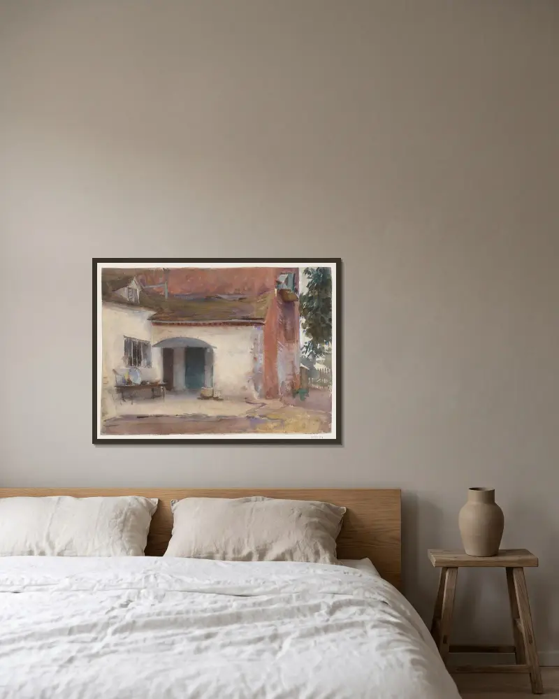 Haus und Hof von John Singer Sargent gerahmt an einer Wand