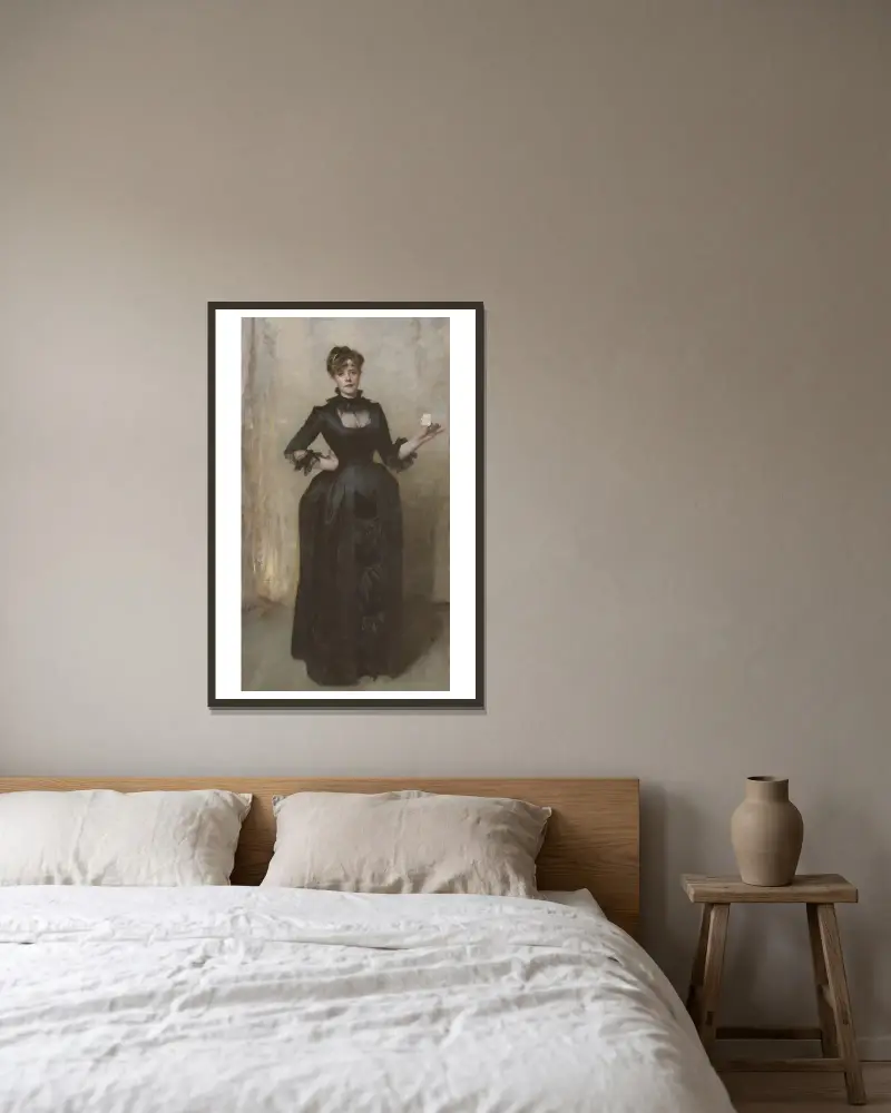 Dame mit der Rose von John Singer Sargent gerahmt an einer Wand