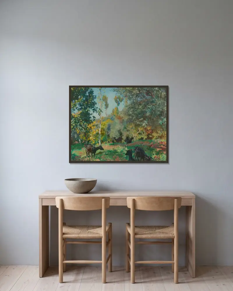 Landschaft mit Ziegen von John Singer Sargent gerahmt an einer Wand