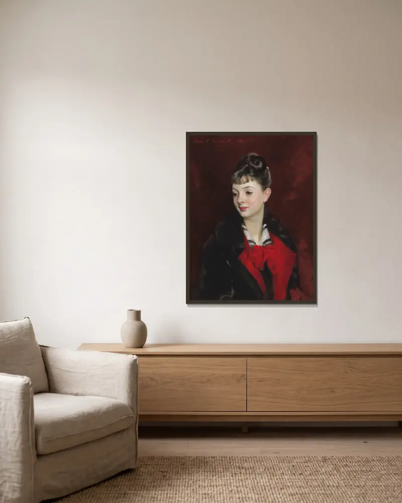 Mademoiselle Suzanne Poirson av John Singer Sargent inramad på en vägg