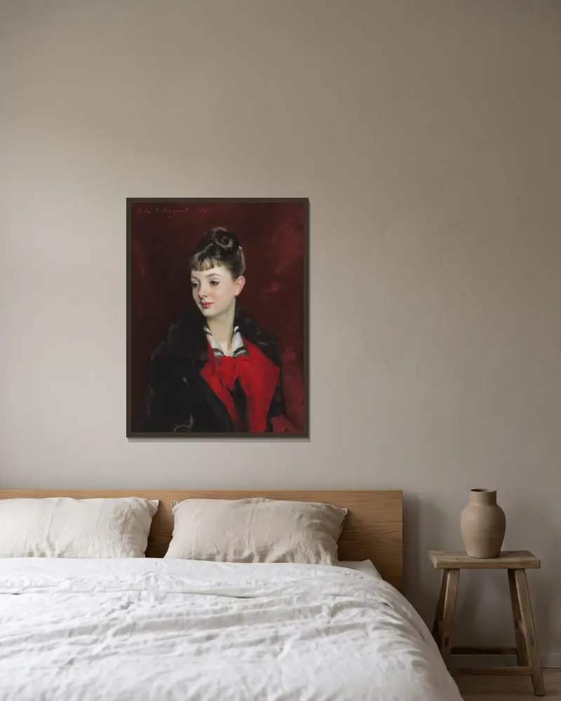 Mademoiselle Suzanne Poirson av John Singer Sargent inramad på en vägg
