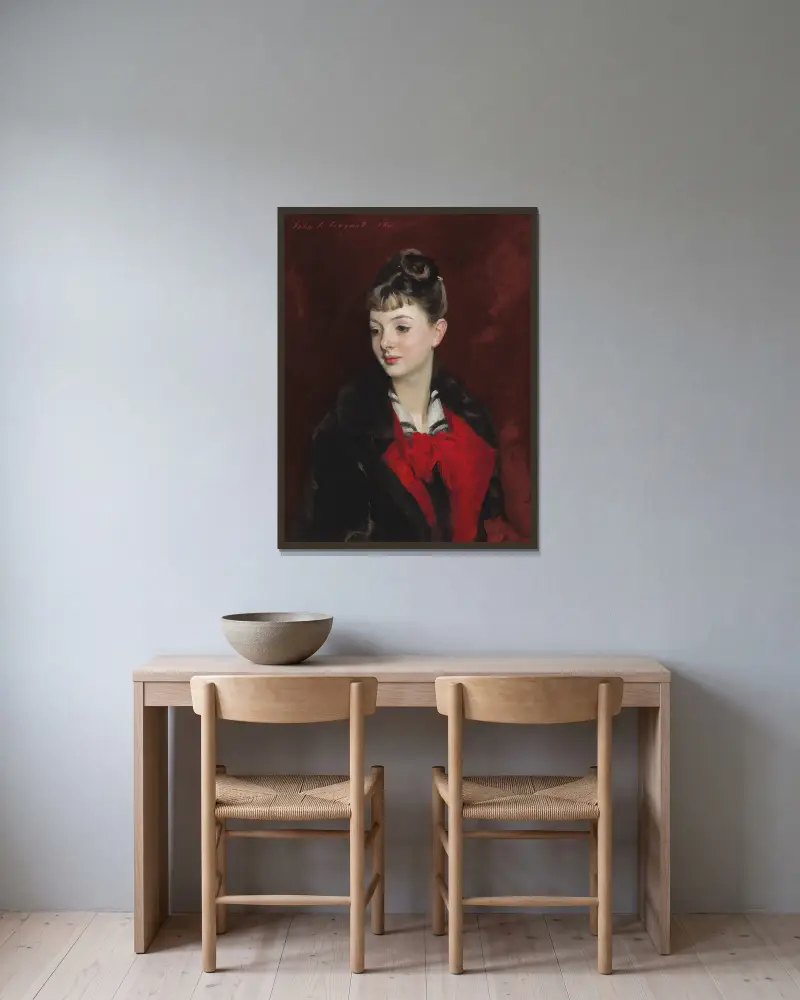 Mademoiselle Suzanne Poirson av John Singer Sargent inramad på en vägg