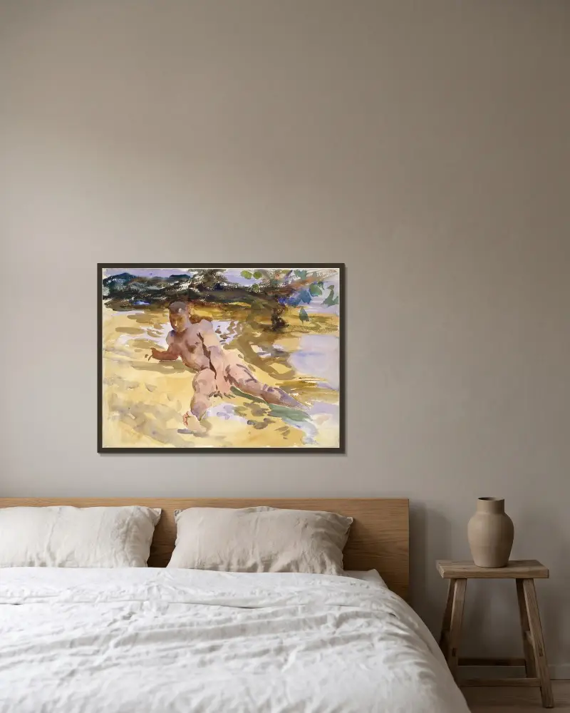 Muž na pláži, Florida, John Singer Sargent v rámu na stěně