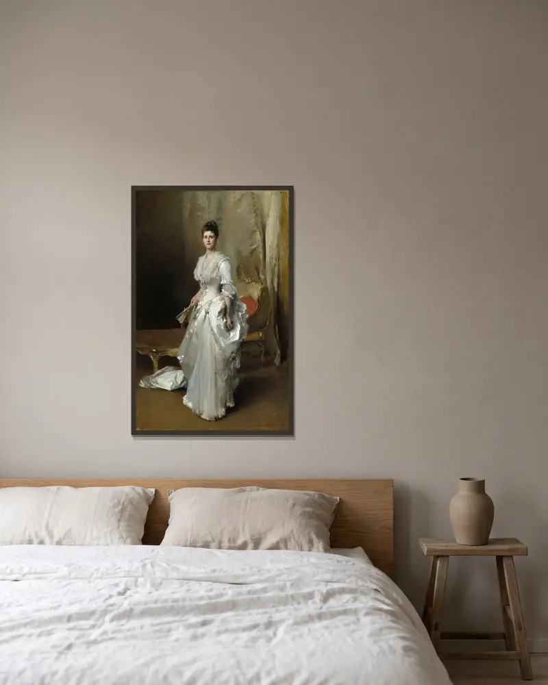 Margaret Stuyvesant Rutherfurd White (Mrs. Henry White) av John Singer Sargent inramad på en vägg