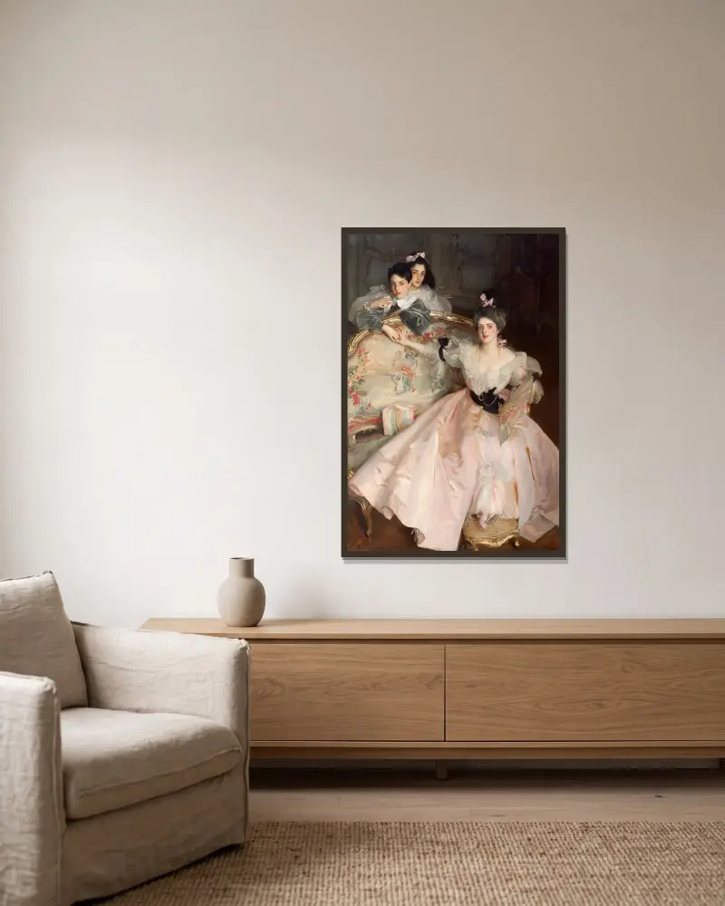 Mrs Carl Meyer And Her Children av John Singer Sargent inramad på en vägg