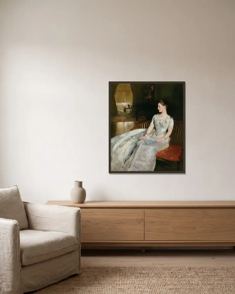 Mrs. Cecil Wade, John Singer Sargent v rámu na stěně