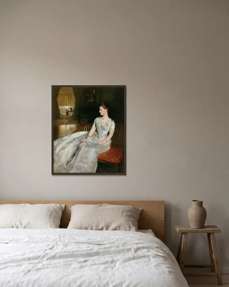Mrs. Cecil Wade, John Singer Sargent v rámu na stěně