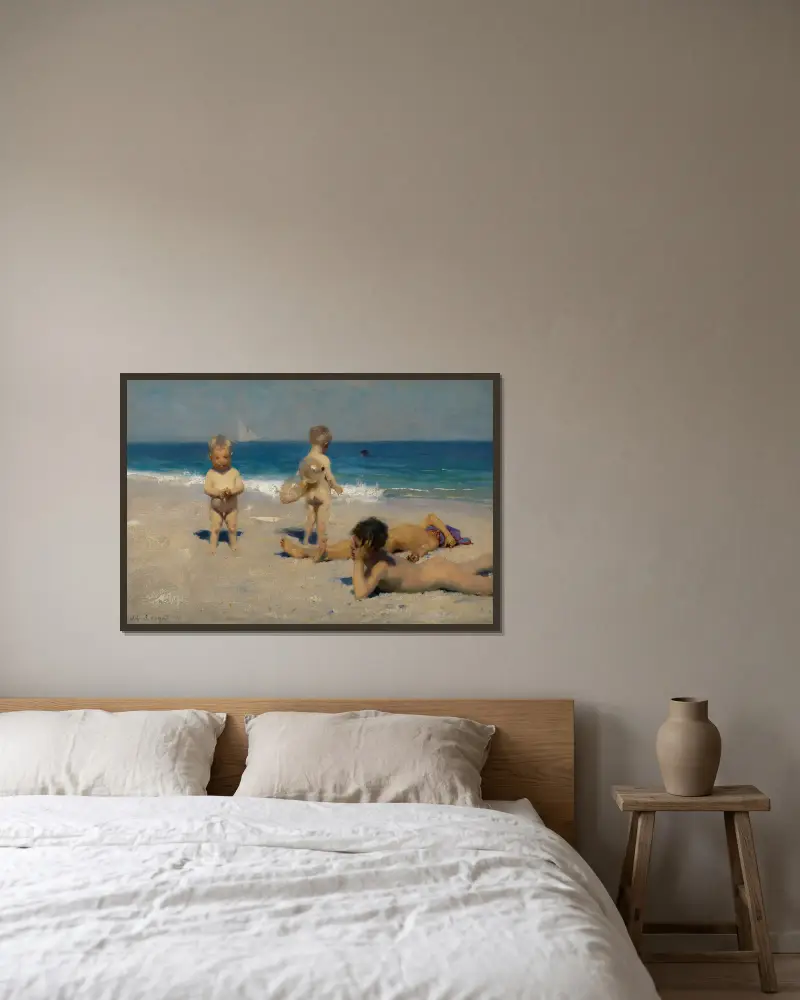 Neapolitanische Kinder beim Baden von John Singer Sargent gerahmt an einer Wand