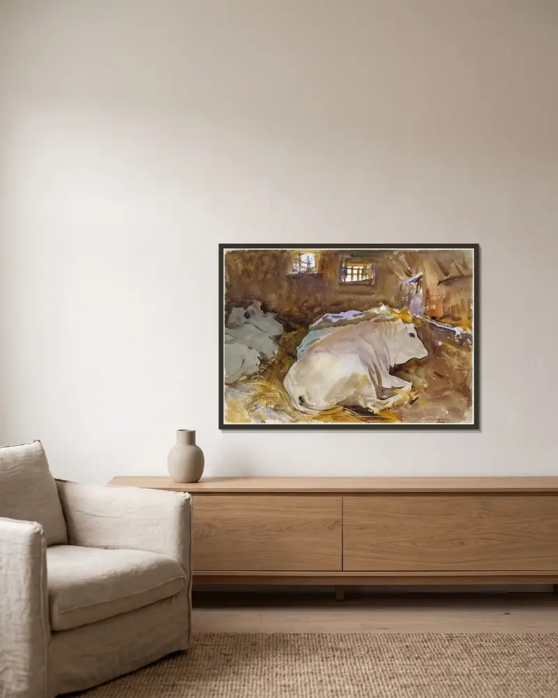 Der Ochse von John Singer Sargent gerahmt an einer Wand