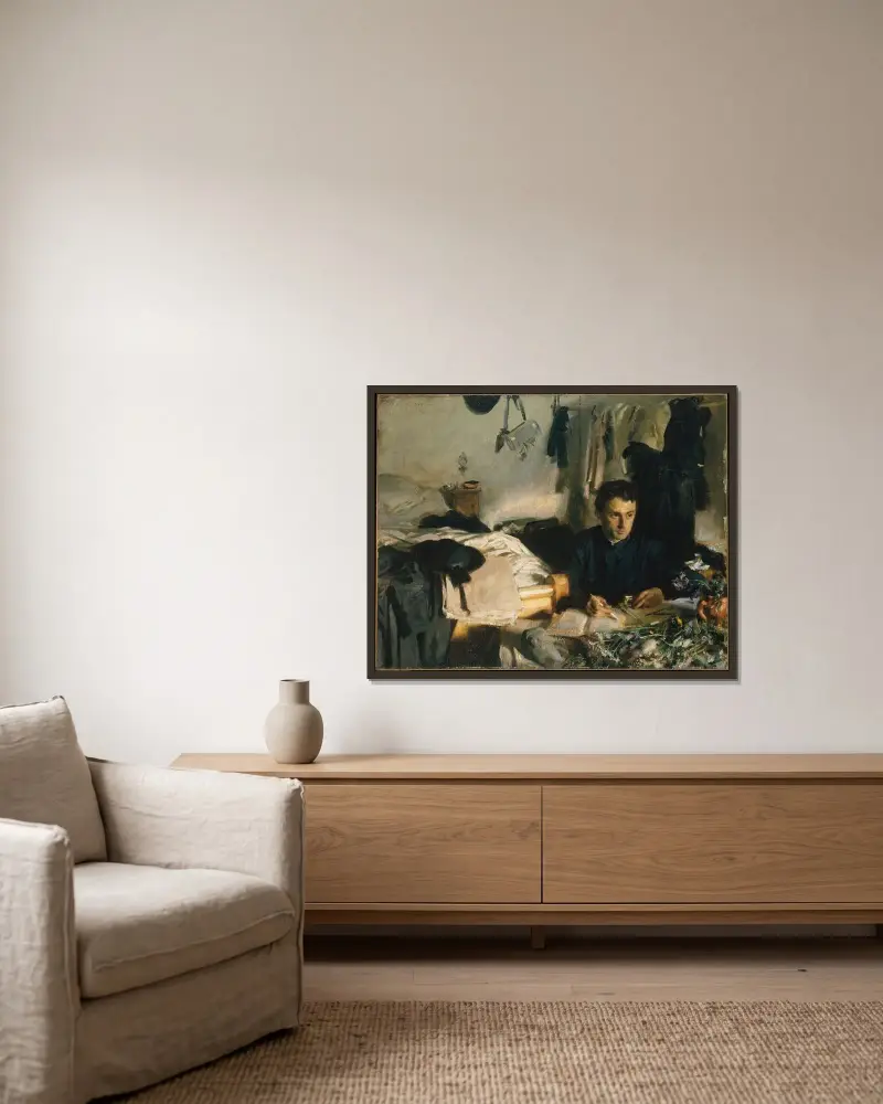 Otec Sebastiano, John Singer Sargent v rámu na stěně