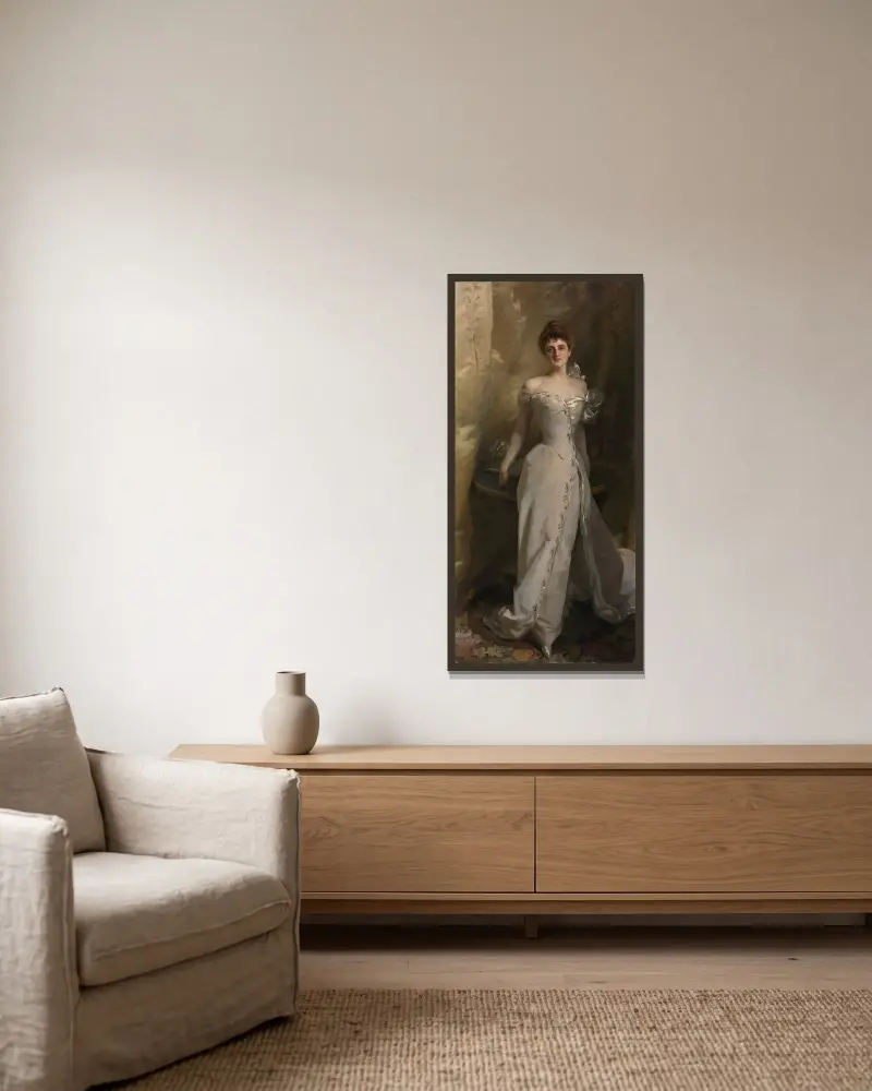 Porträt von Lisa Colt Curtis von John Singer Sargent gerahmt an einer Wand