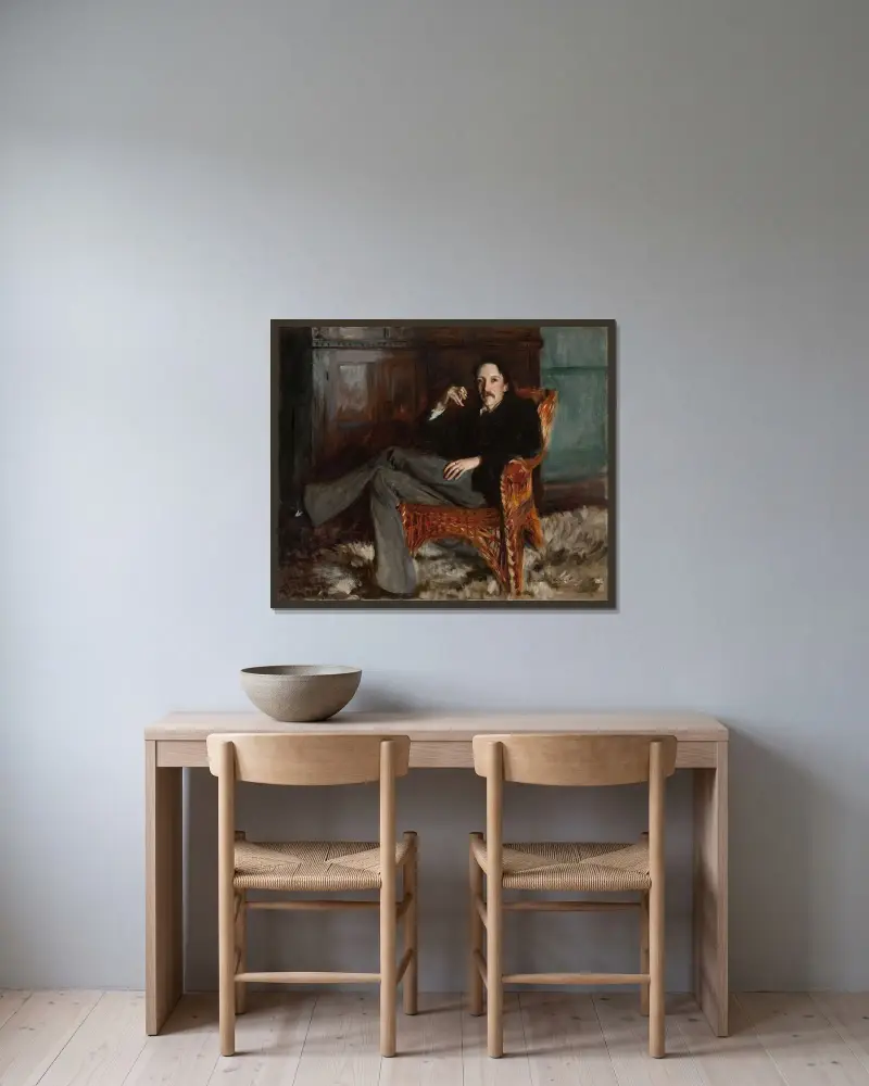 Robert Louis Stevenson, John Singer Sargent v rámu na stěně