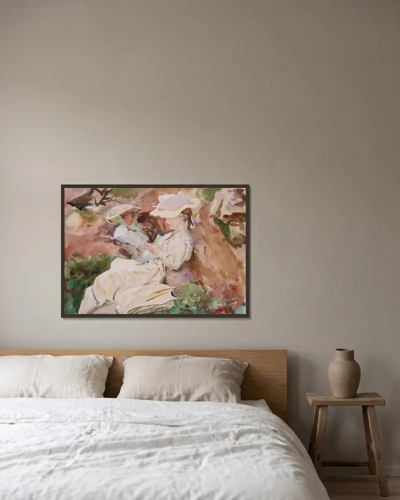Simplon – Mrs Barnard and her Daughter Dorothy av John Singer Sargent inramad på en vägg