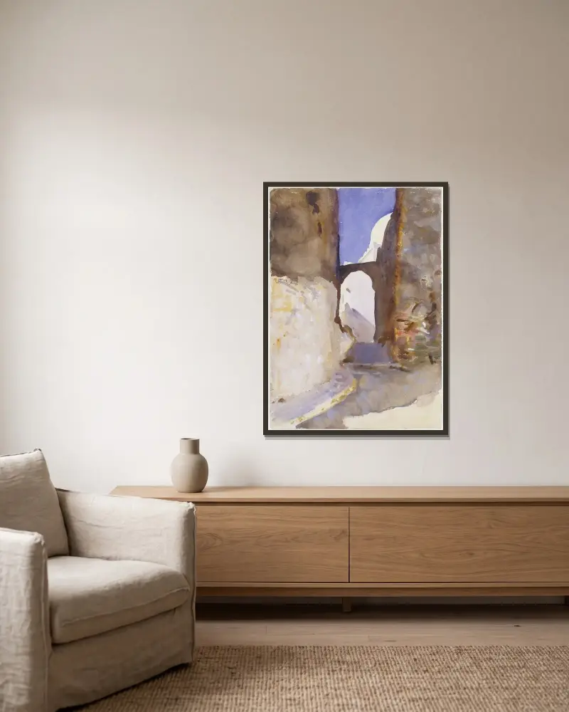 Straße in Tanger von John Singer Sargent gerahmt an einer Wand