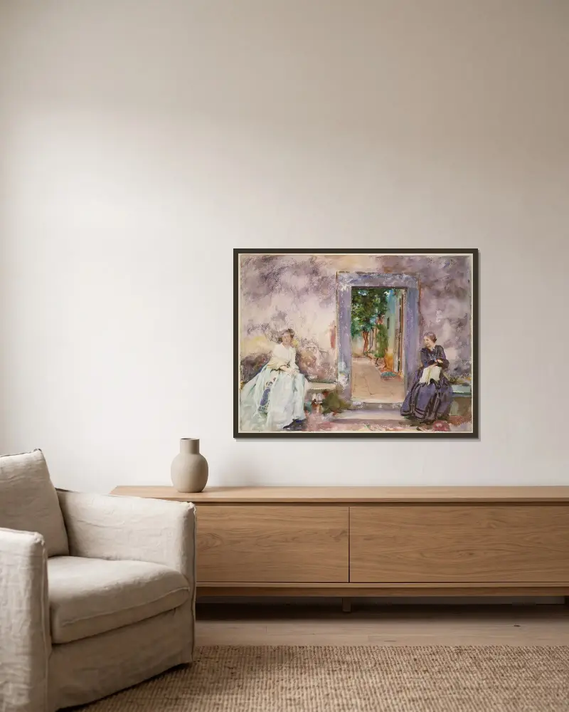 Die Gartenmauer von John Singer Sargent gerahmt an einer Wand