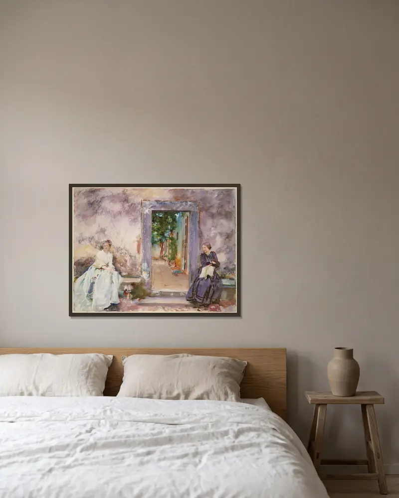 Die Gartenmauer von John Singer Sargent gerahmt an einer Wand
