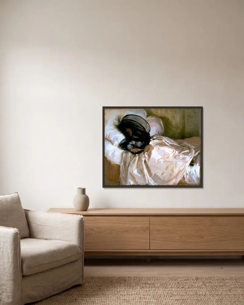 Das Moskitonetz von John Singer Sargent gerahmt an einer Wand