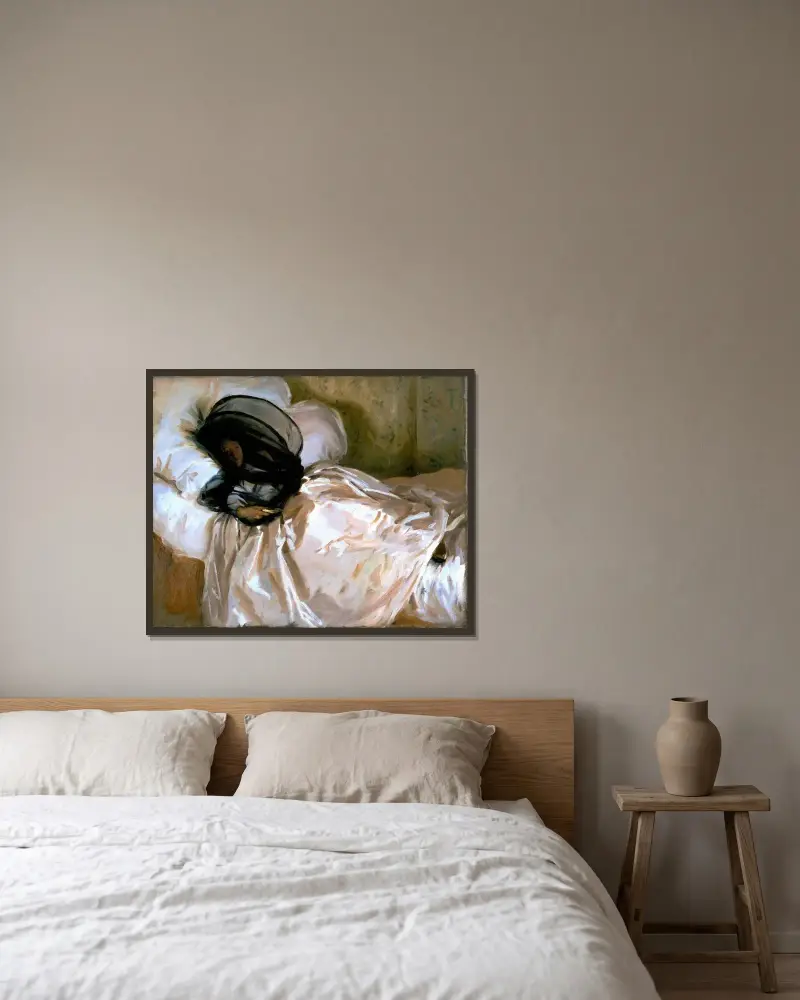 Das Moskitonetz von John Singer Sargent gerahmt an einer Wand
