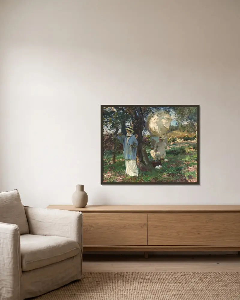 Die Skizzenzeichner von John Singer Sargent gerahmt an einer Wand
