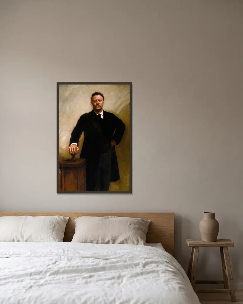 Theodore Roosevelt von John Singer Sargent gerahmt an einer Wand