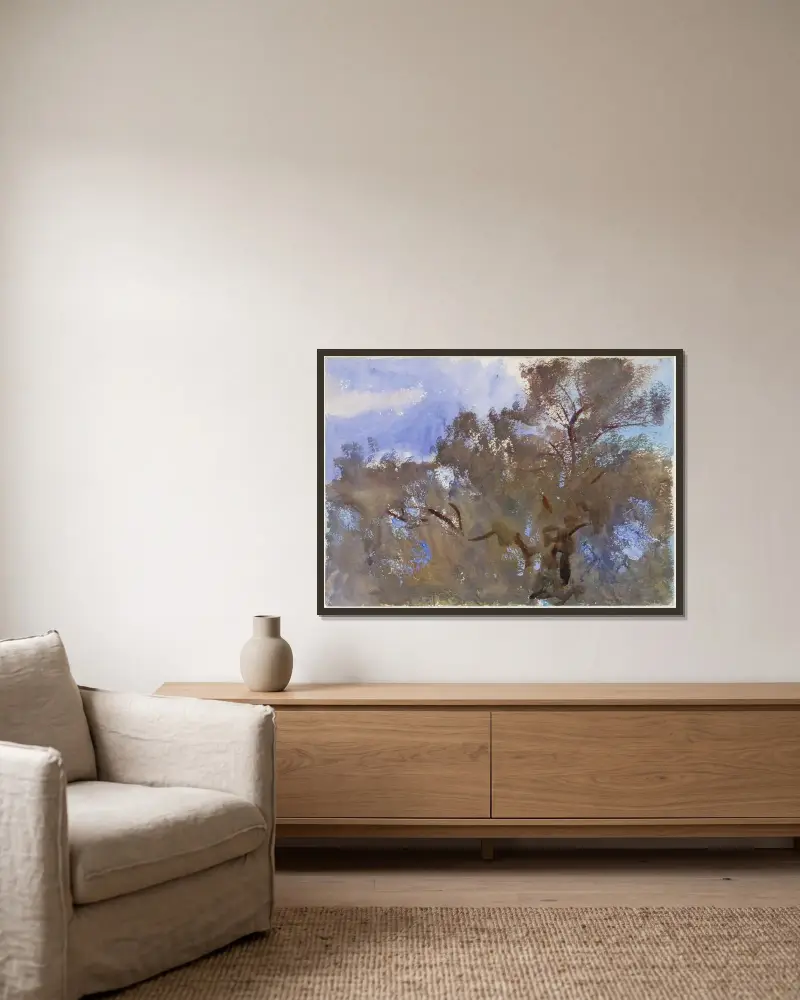 Baumwipfel vor dem Himmel von John Singer Sargent gerahmt an einer Wand