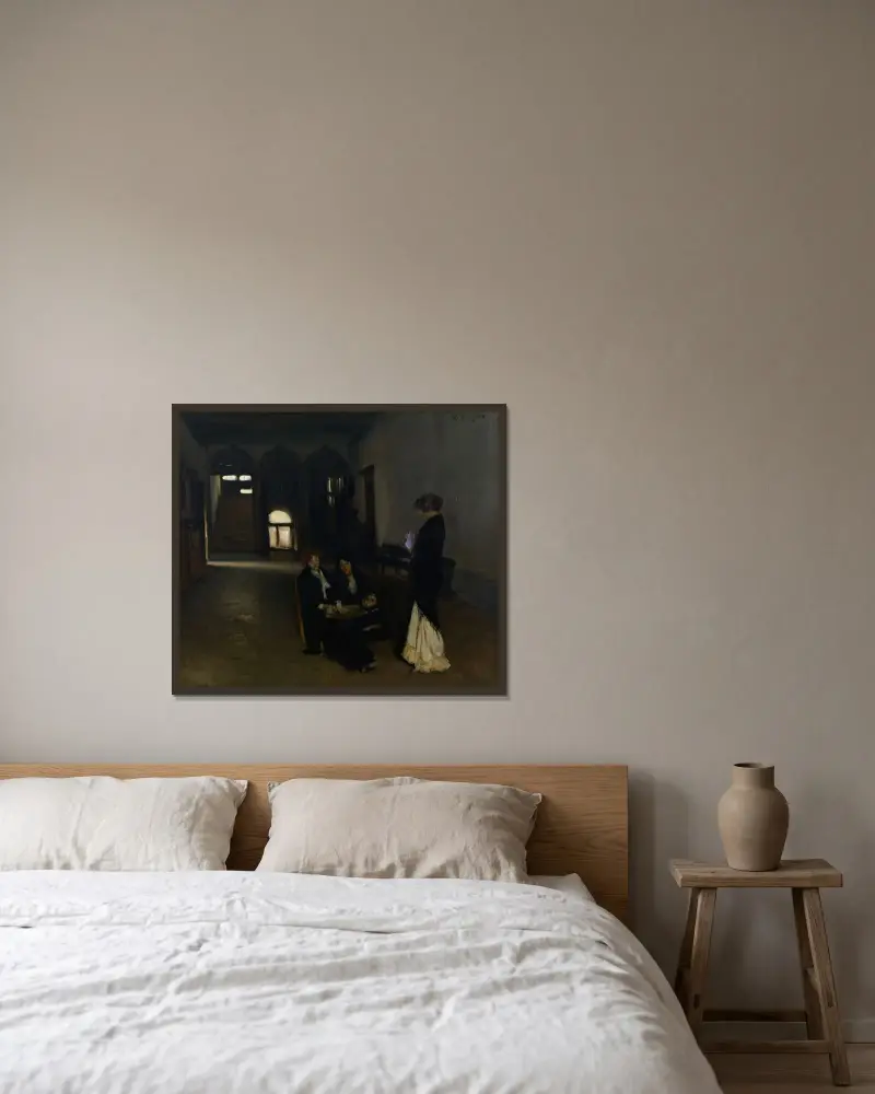 Nawlekające koraliki w Wenecji, John Singer Sargent w ramie na ścianie