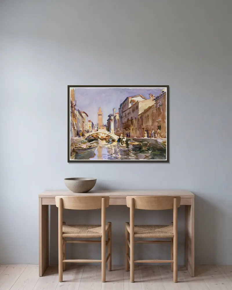 Venedig-Kanal von John Singer Sargent gerahmt an einer Wand