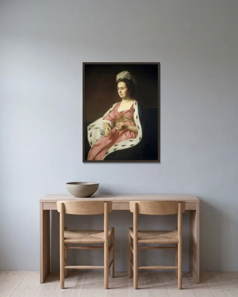 Abigail Smith Babcock (Mrs. Adam Babcock) av John Singleton Copley inramad på en vägg