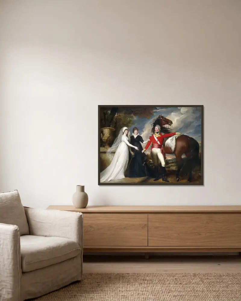 Oberst William Fitch und seine Schwestern Sarah und Ann Fitch von John Singleton Copley gerahmt an einer Wand