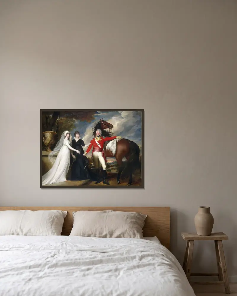 Oberst William Fitch und seine Schwestern Sarah und Ann Fitch von John Singleton Copley gerahmt an einer Wand