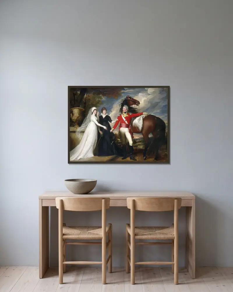 Oberst William Fitch und seine Schwestern Sarah und Ann Fitch von John Singleton Copley gerahmt an einer Wand