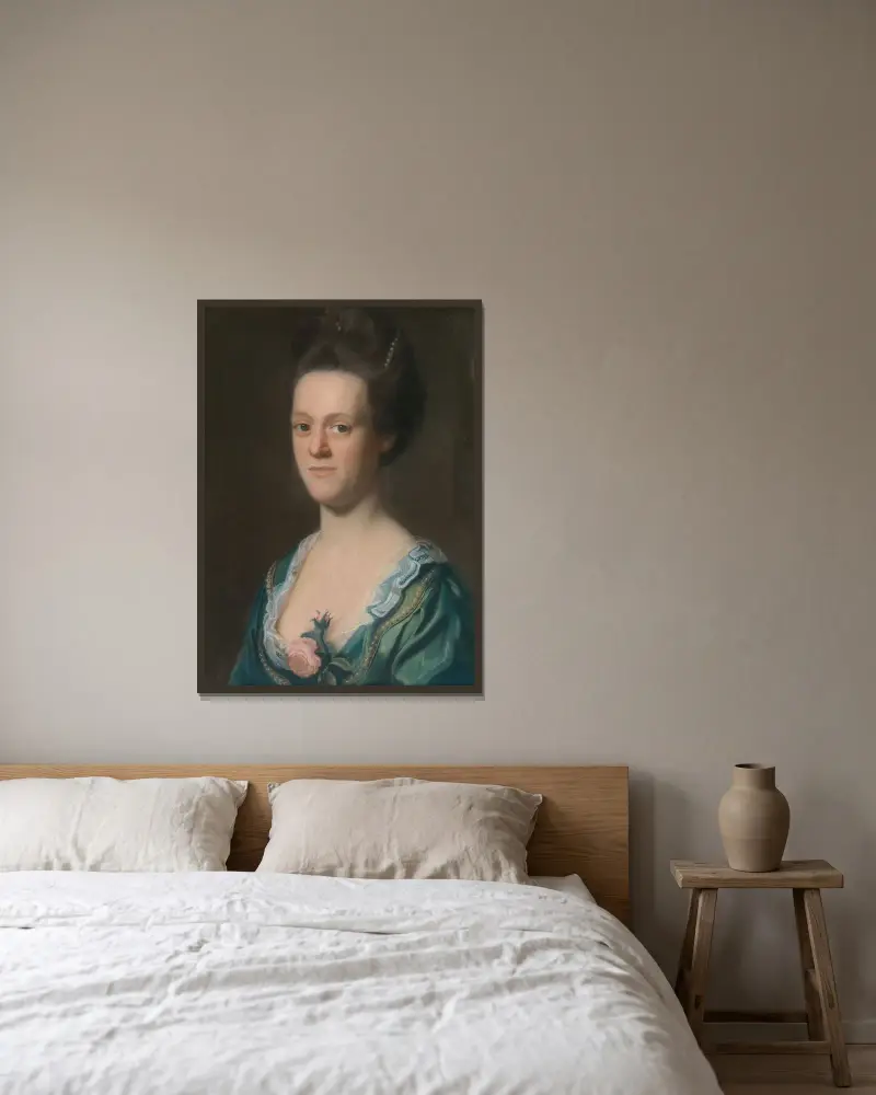 Elizabeth Green (Mrs. Ebenezer Storer II) av John Singleton Copley inramad på en vägg