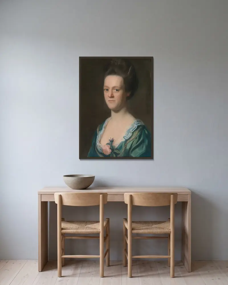 Elizabeth Green (Mrs. Ebenezer Storer II) av John Singleton Copley inramad på en vägg
