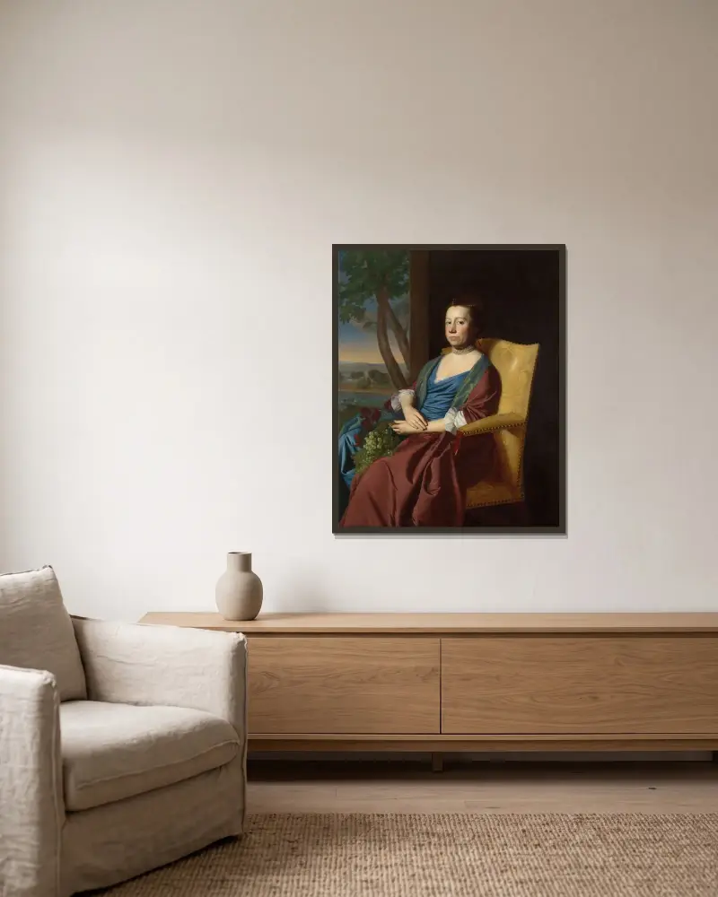 Elizabeth Storer Smith av John Singleton Copley inramad på en vägg