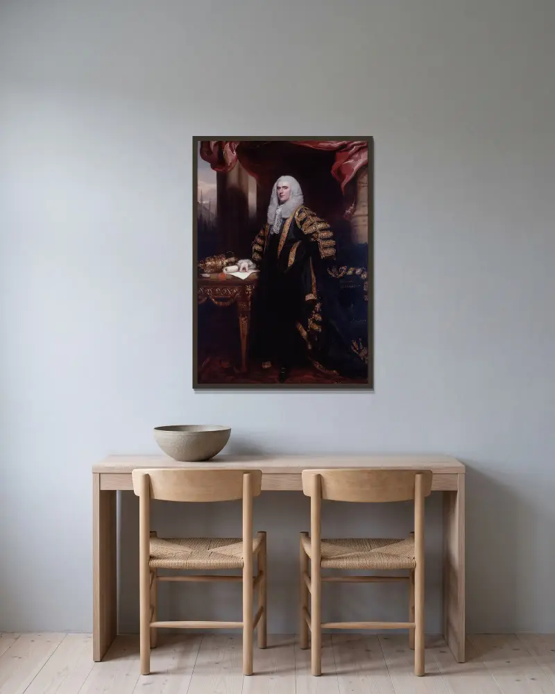 Henry Addington, First Viscount Sidmouth av John Singleton Copley inramad på en vägg