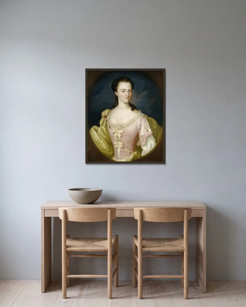 Jane Browne av John Singleton Copley inramad på en vägg