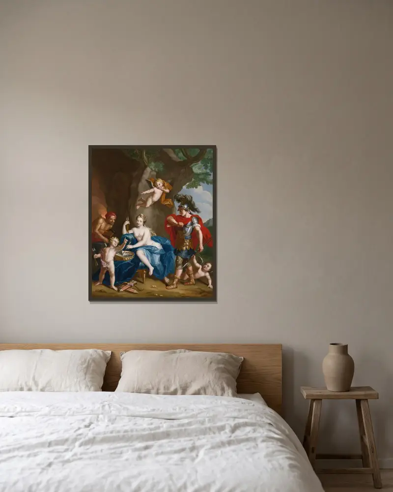 Mars, Venus och Vulcanus; Vulcanus smedja av John Singleton Copley inramad på en vägg