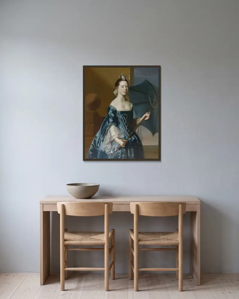 Mrs. Benjamin Pickman (Mary Toppan) av John Singleton Copley inramad på en vägg