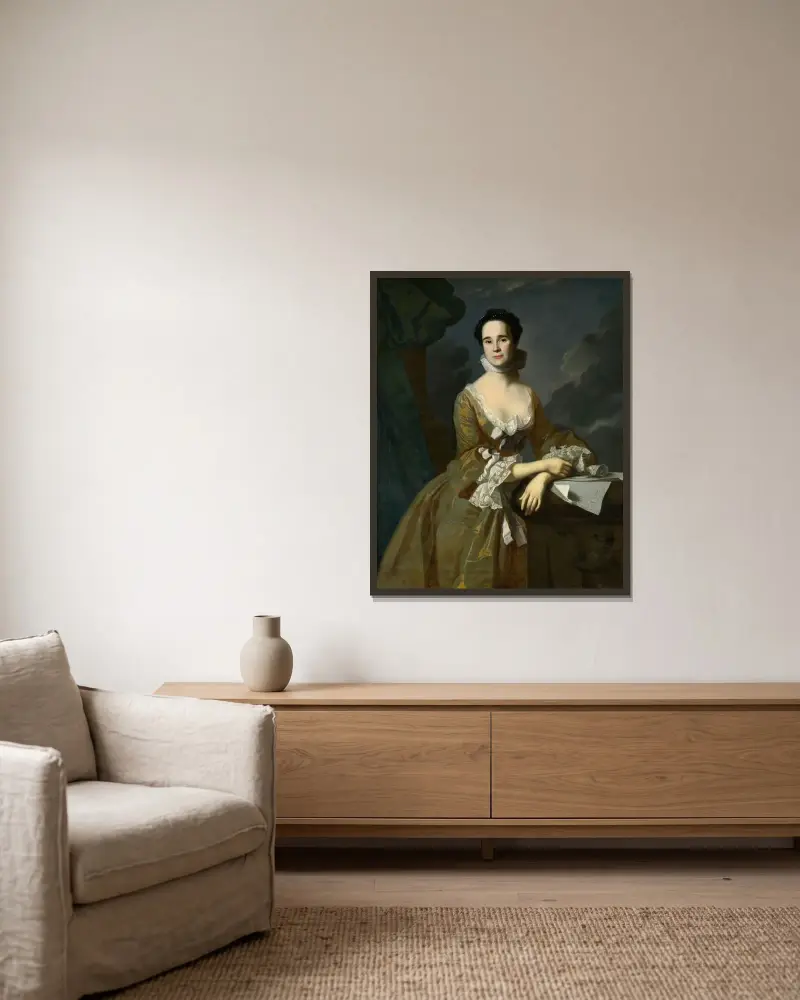 Mrs. Daniel Hubbard (Mary Greene) av John Singleton Copley inramad på en vägg