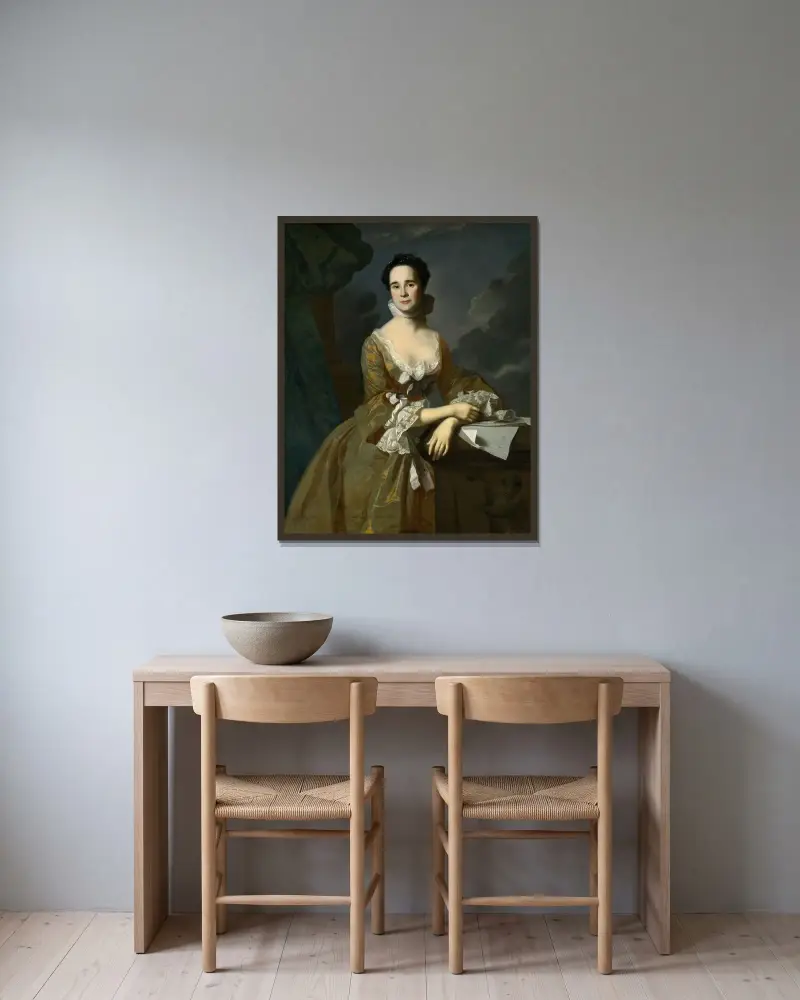 Mrs. Daniel Hubbard (Mary Greene) av John Singleton Copley inramad på en vägg