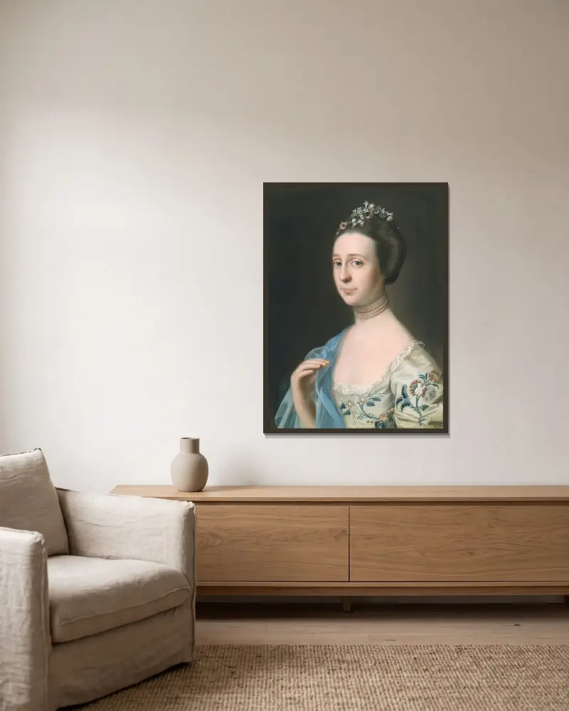 Fru Henry Hill (Anna Barrett) av John Singleton Copley inramad på en vägg
