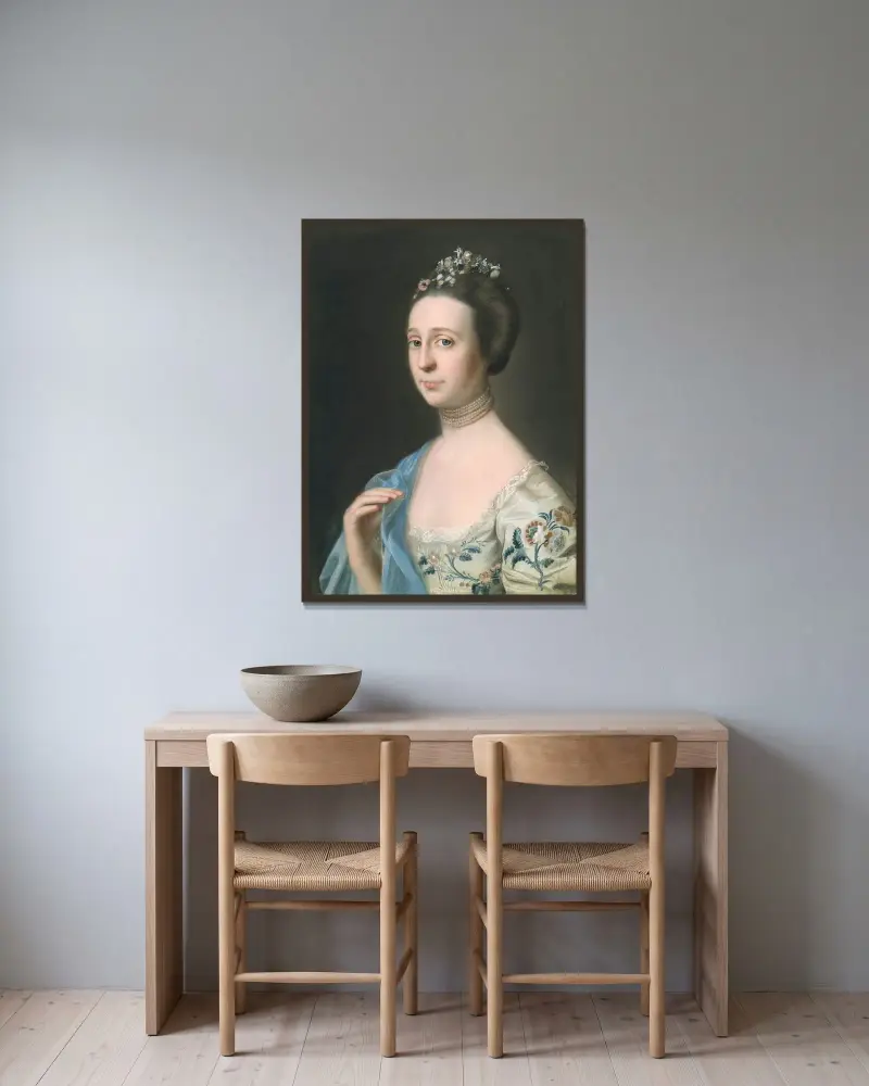 Fru Henry Hill (Anna Barrett) av John Singleton Copley inramad på en vägg