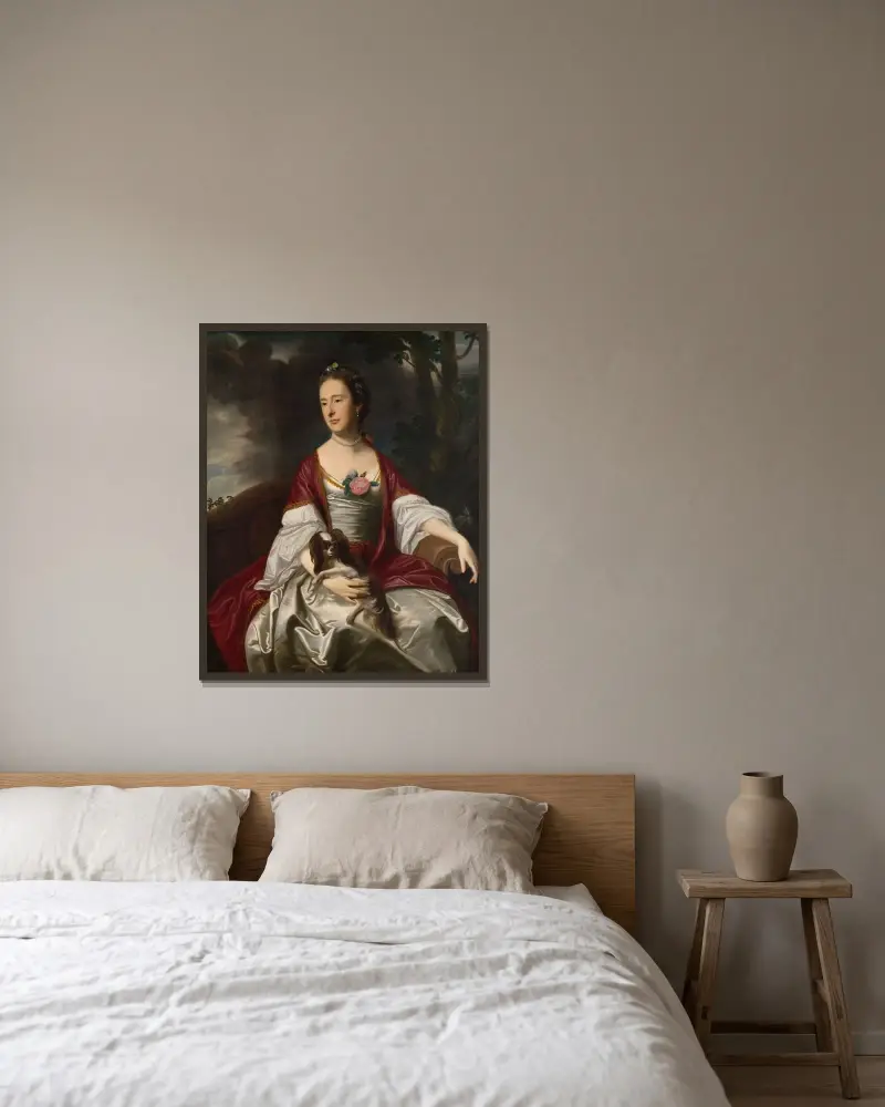 Fru Jerathmael Bowers av John Singleton Copley inramad på en vägg