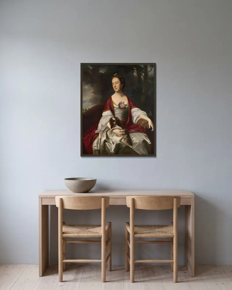 Fru Jerathmael Bowers av John Singleton Copley inramad på en vägg