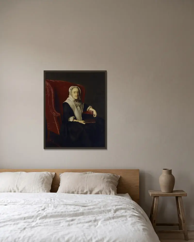 Mrs. John Powell (Anna Susan Dummer) av John Singleton Copley inramad på en vägg