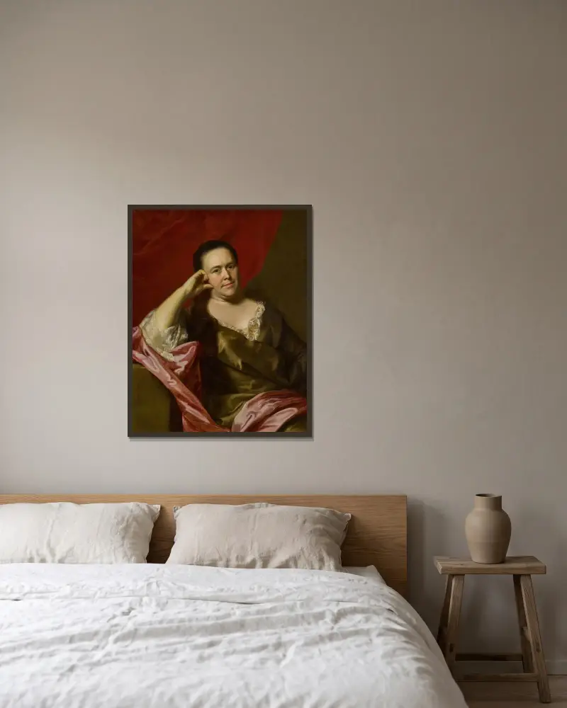 Fru John Scollay (Mercy Greenleaf) av John Singleton Copley inramad på en vägg