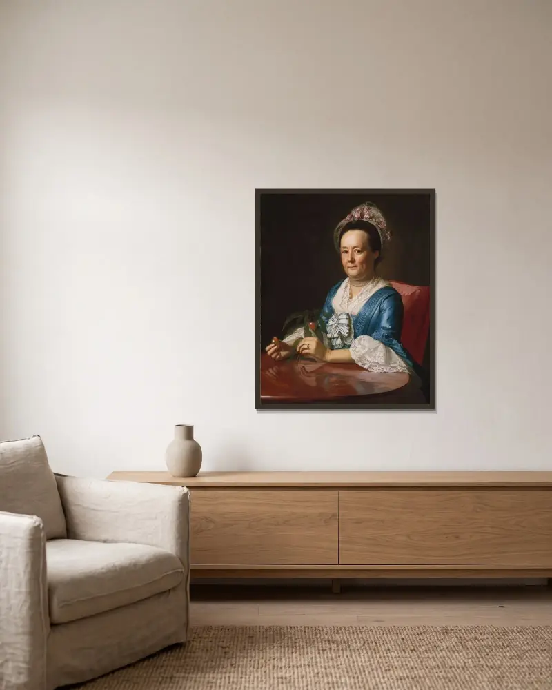 Mrs. John Winthrop av John Singleton Copley inramad på en vägg